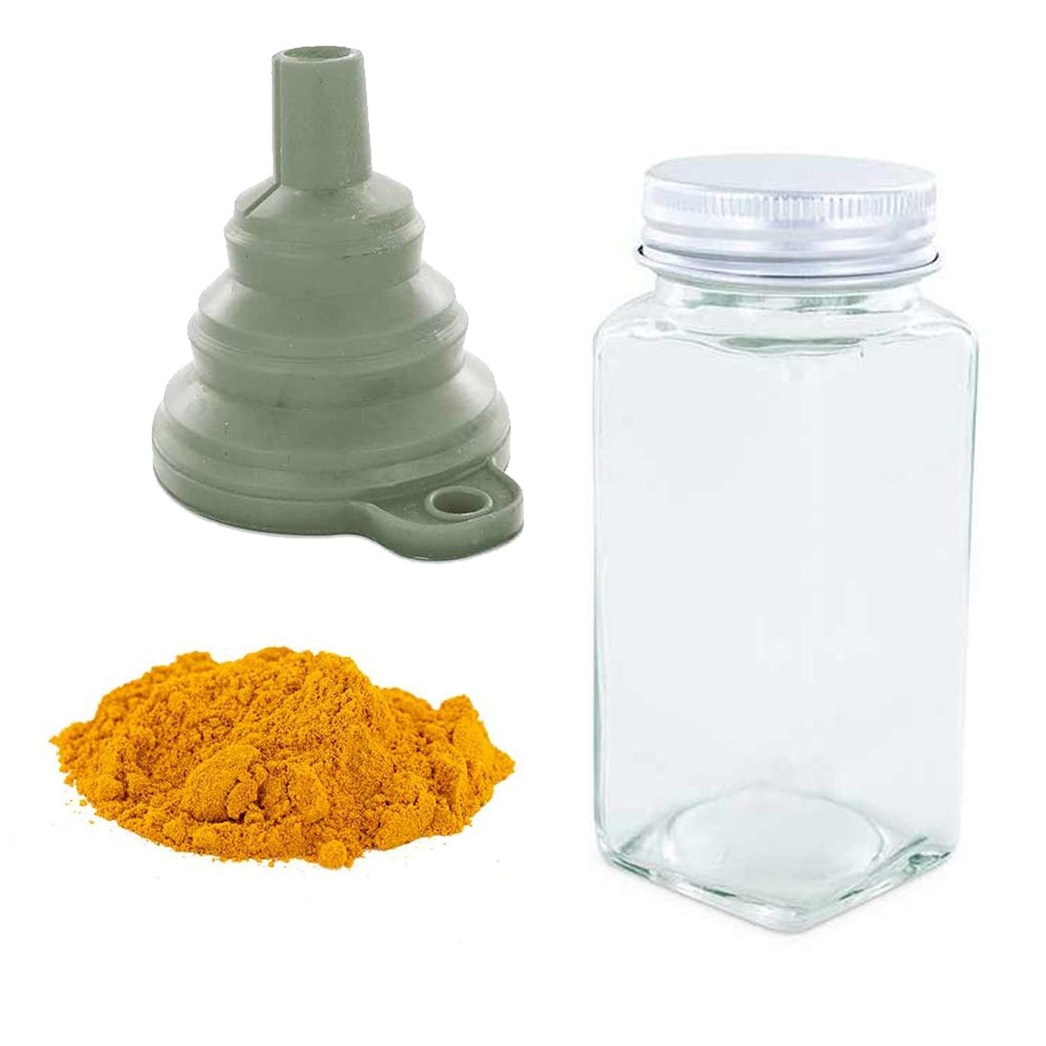 Flacon à épices poudreur + entonnoir + curcuma moulu 40 g Aromandise - Mathon