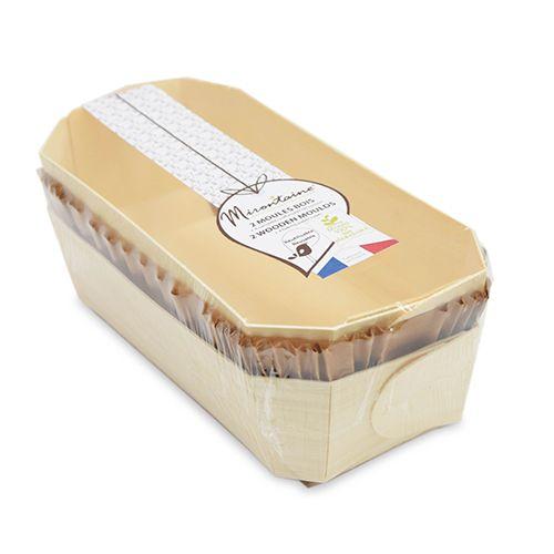 2 moules à cake 24 cm en bois + 4 caissettes sulfurisées de cuisson Scrapcooking - Mathon