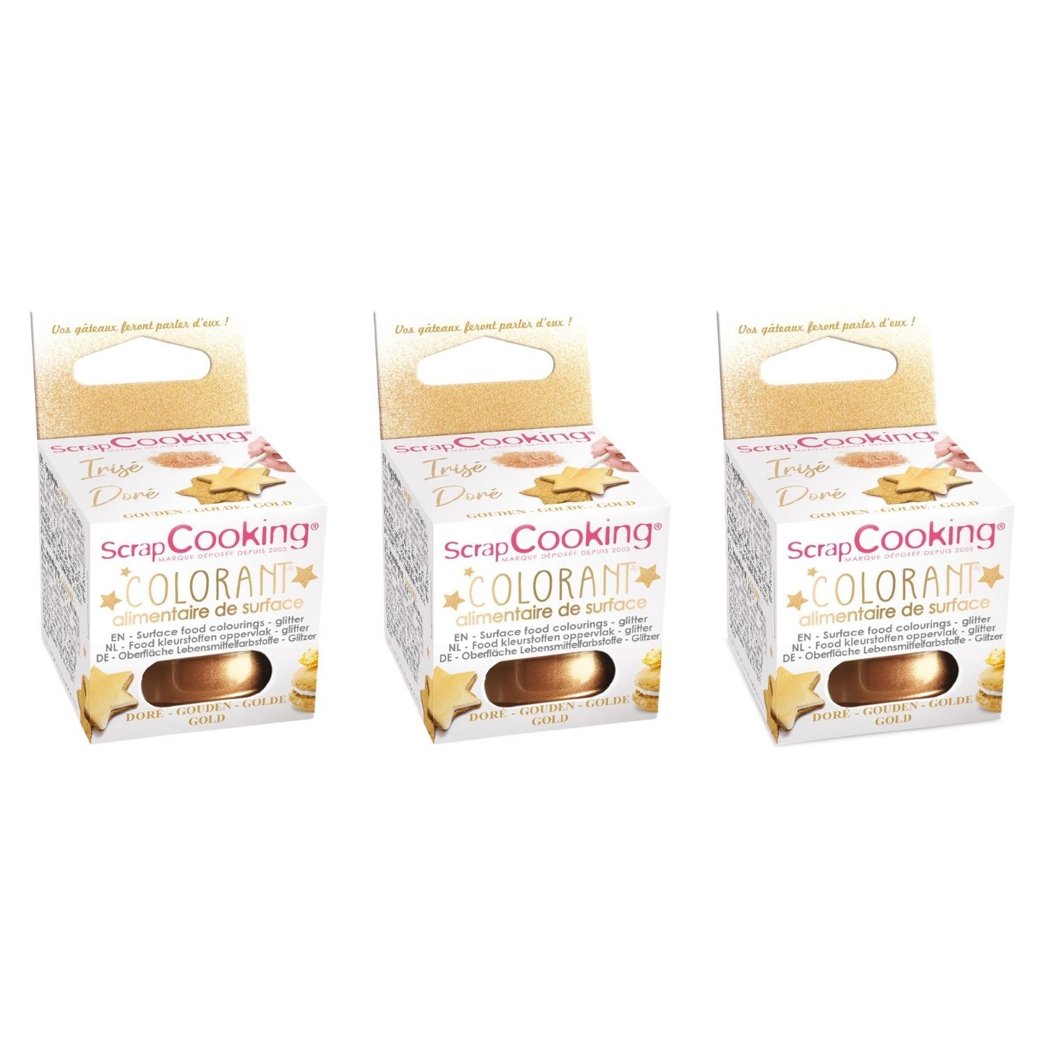 Colorant alimentaire de surface en poudre doré 15 g Scrapcooking - Mathon