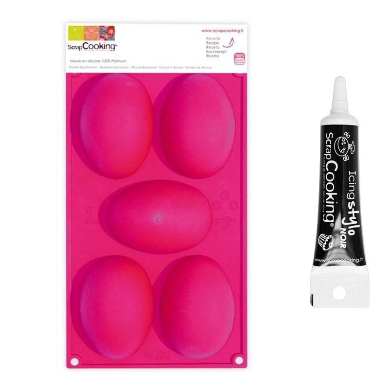 Moule à oeufs de Pâques + Stylo de glaçage noir Scrapcooking - Mathon