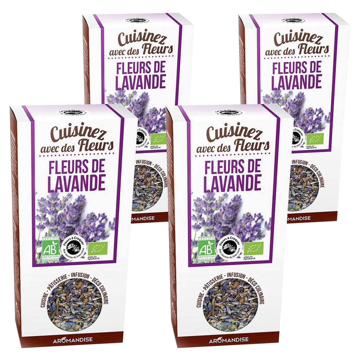 Fleurs comestibles bio - Fleurs de Lavande 160 g Aromandise - Mathon