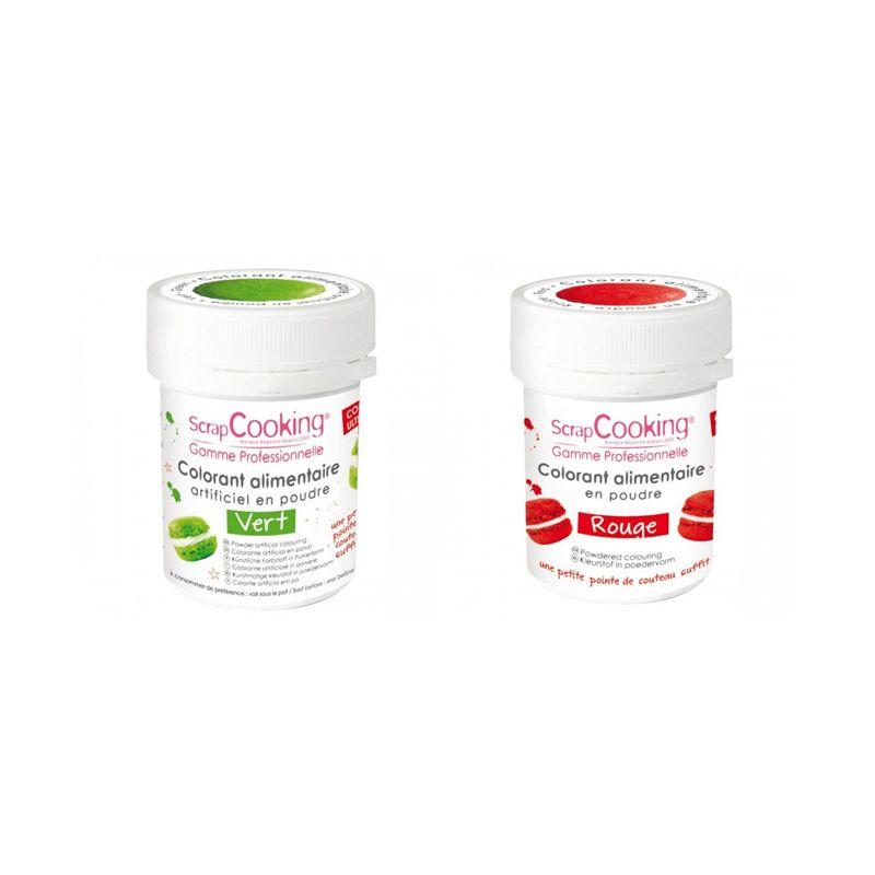 2 colorants alimentaires en poudre - vert-rouge Scrapcooking - Mathon