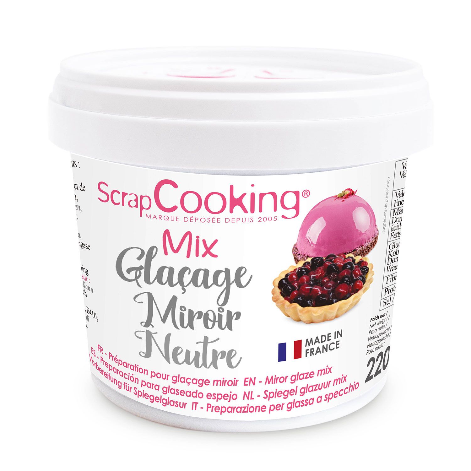 Préparation glaçage miroir neutre 220 g Scrapcooking - Mathon