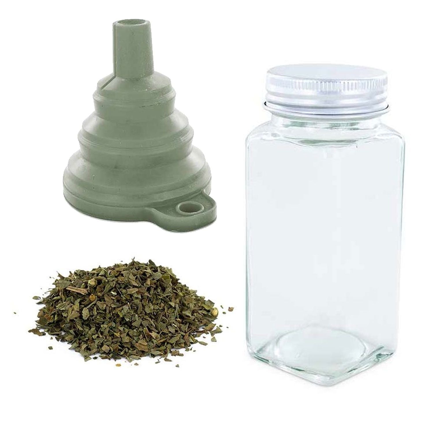 Flacon à épices poudreur + entonnoir + basilic bio 15 g Aromandise - Mathon