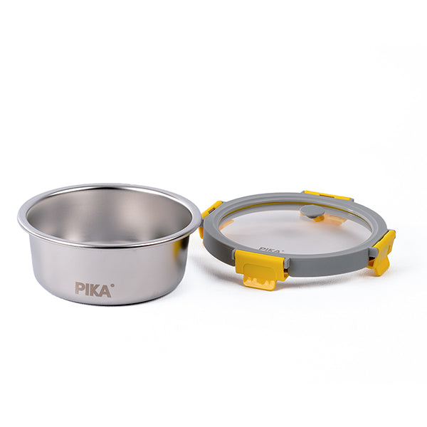 Boîte de conservation en inox ronde 650 ml compatible micro-ondes Pika - Mathon - 1