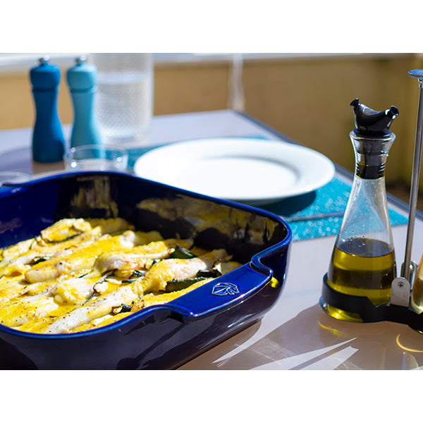 Plat à four céramique Appolia carré bleu 36 cm Peugeot - Mathon - 2