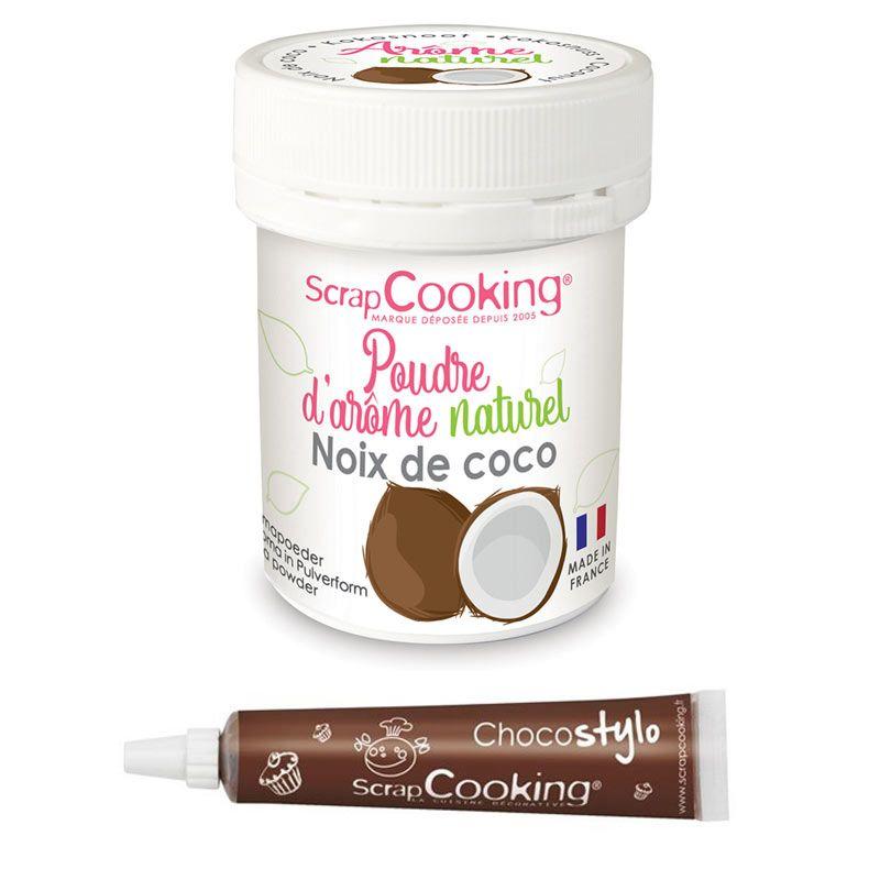 Arôme alimentaire naturel en poudre noix de coco + Stylo chocolat Scrapcooking - Mathon
