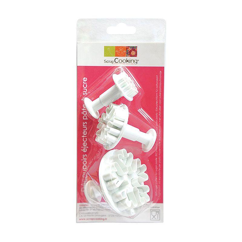 3 découpoirs et éjecteurs à pâte à sucre - Flocons Scrapcooking - Mathon