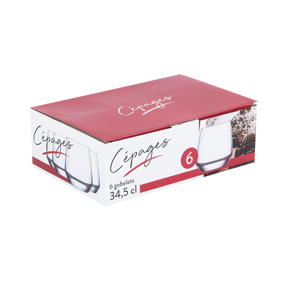 Boîte de 6 gobelets Cépages 34,5 cl Trend