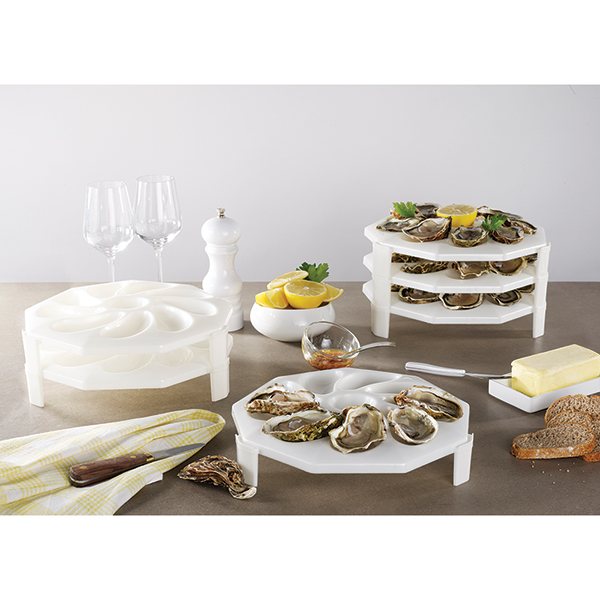6 assiettes à huîtres empilables 9 huîtres + 1 citron Roger Orfèvre - Mathon - 4
