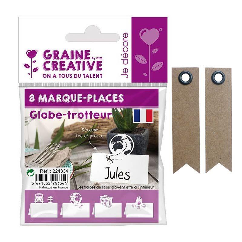 8 marque-places Globe-trotteur + 20 étiquettes kraft Fanion Youdoit - Mathon