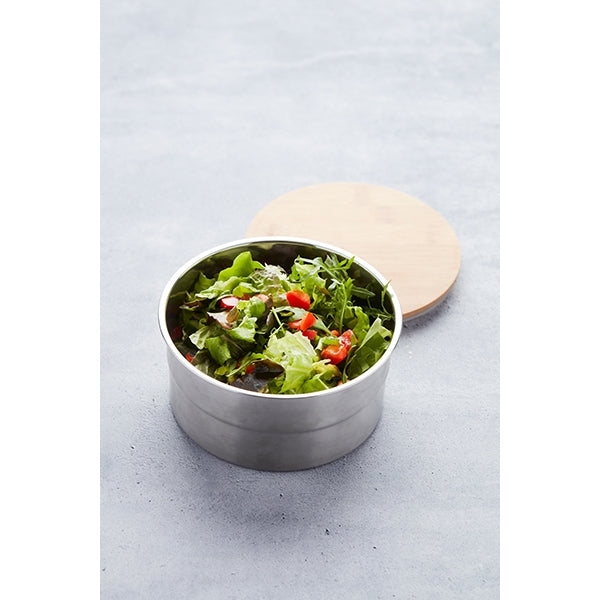 Lunch box ronde en inox 850 ml et couvercle en bambou Point Virgule - Mathon - 5