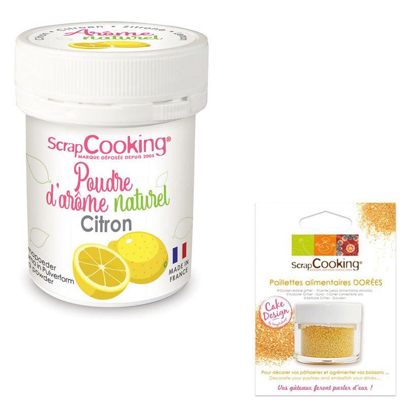 Arôme alimentaire naturel en poudre citron + paillettes dorées Scrapcooking - Mathon