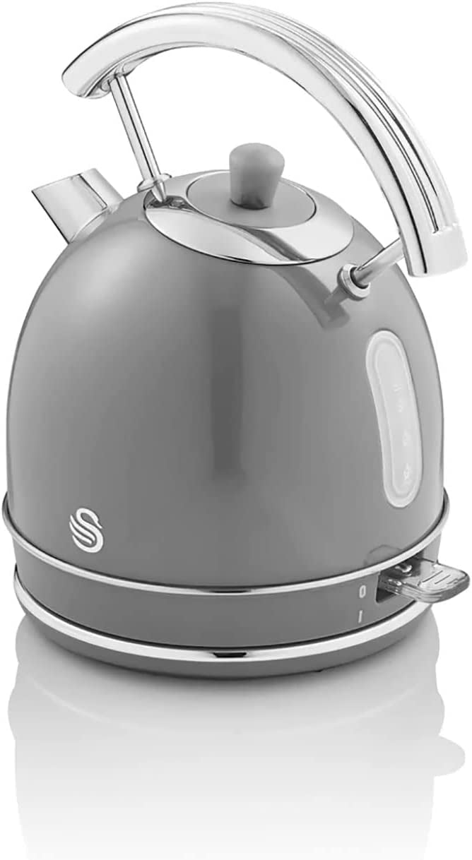 Retro Bouilloire, 1,8 L, Acier Inoxydable sans BPA, Résistance Cachée, sans Fil 3000 Gris SK14630GRNEU - Mathon - 5