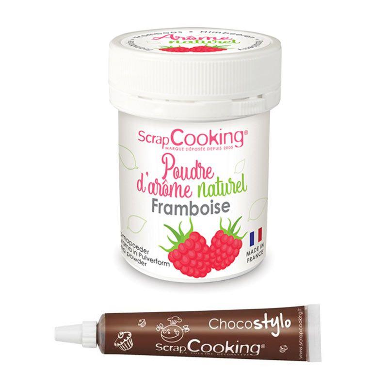 Arôme alimentaire naturel en poudre framboise + Stylo chocolat Scrapcooking - Mathon