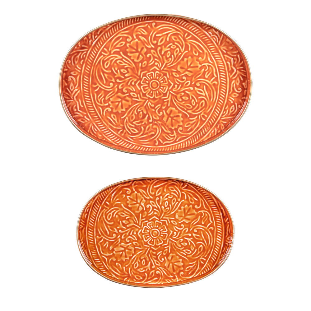 Set de 2 plateaux ovales Tosca orange Table passion - Mathon - 1