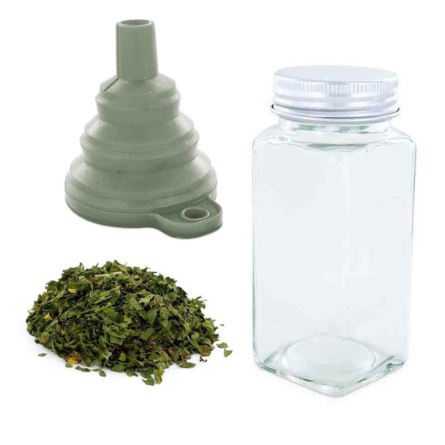 Flacon à épices poudreur + entonnoir + feuilles de coriandre bio 15 g Aromandise - Mathon