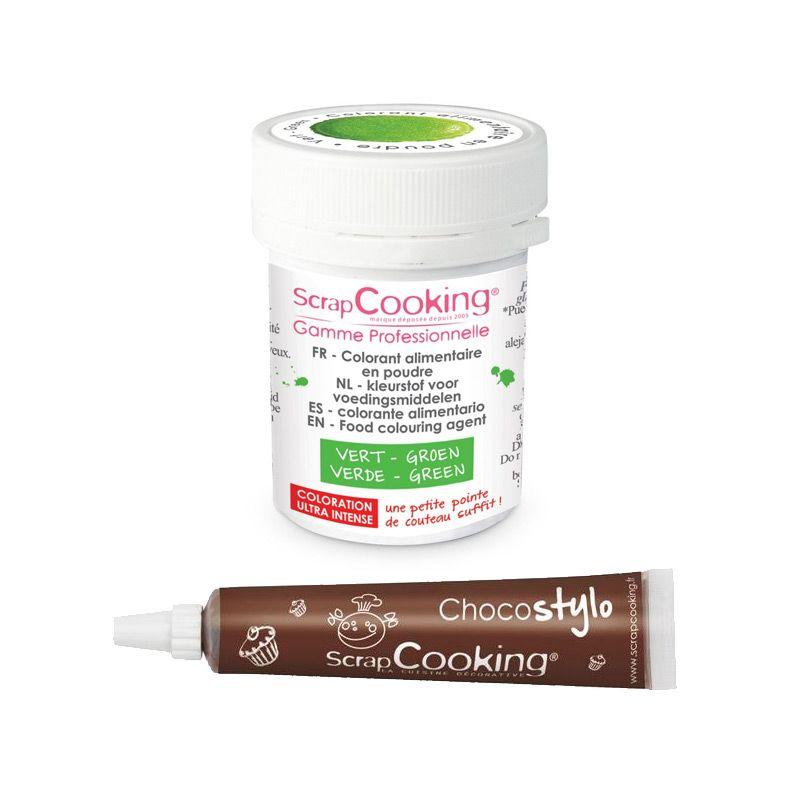 Stylo chocolat + Colorant alimentaire en poudre vert Scrapcooking - Mathon