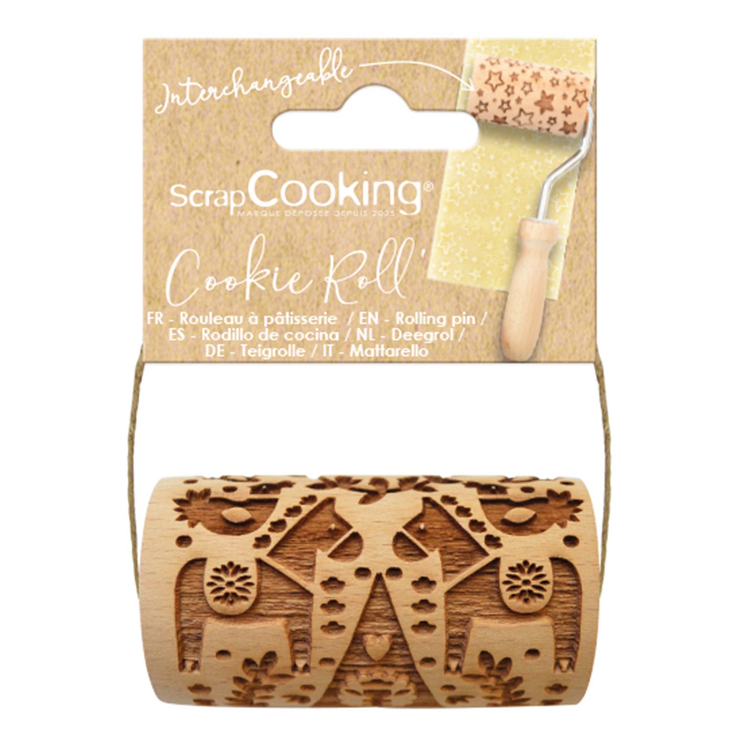 Mini rouleau à pâtisserie en bois - Noël Scrapcooking - Mathon