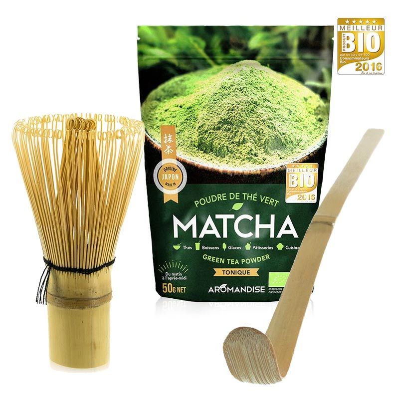 Coffret thé Matcha + fouet + cuillère en bambou Aromandise - Mathon