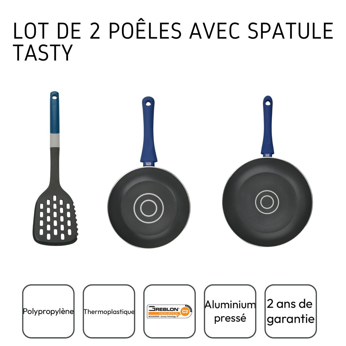 Ensemble 2 poêles à frire avec doseur d