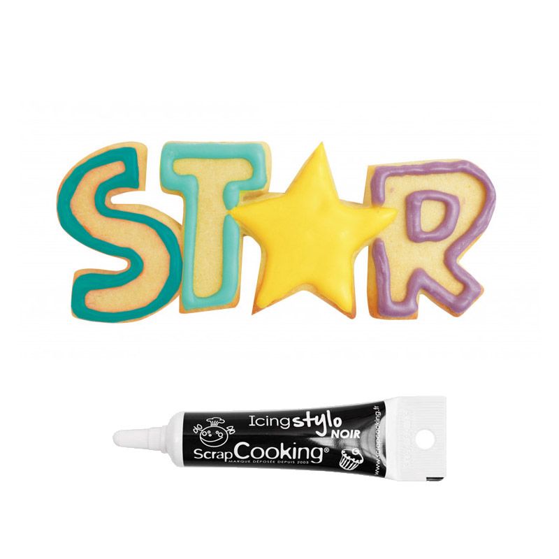 Découpoir à biscuits en inox Star + Stylo de glaçage noir Scrapcooking - Mathon