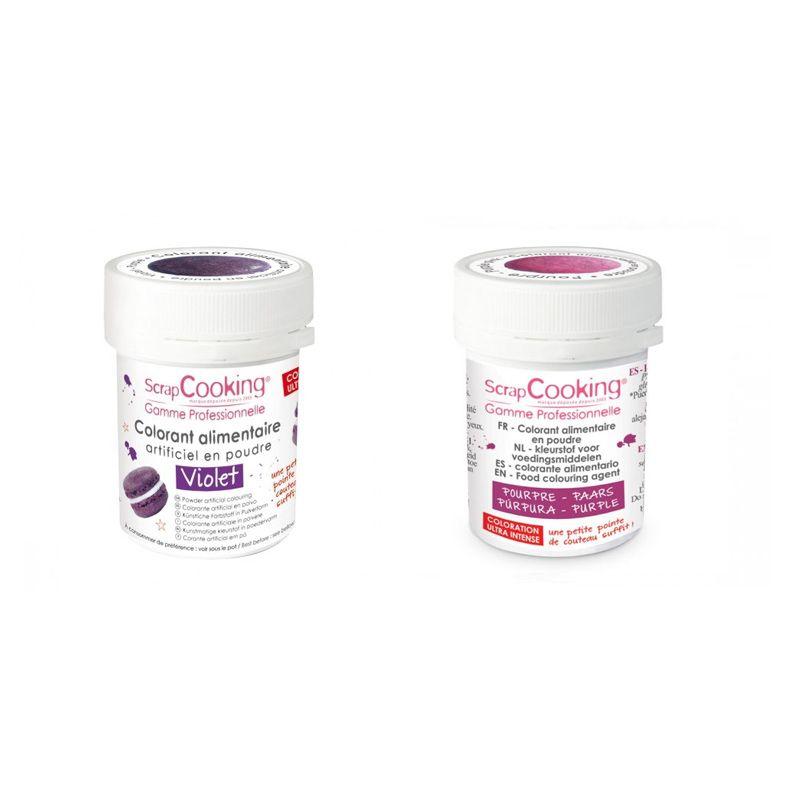 2 colorants alimentaires en poudre - violet-pourpre Scrapcooking - Mathon