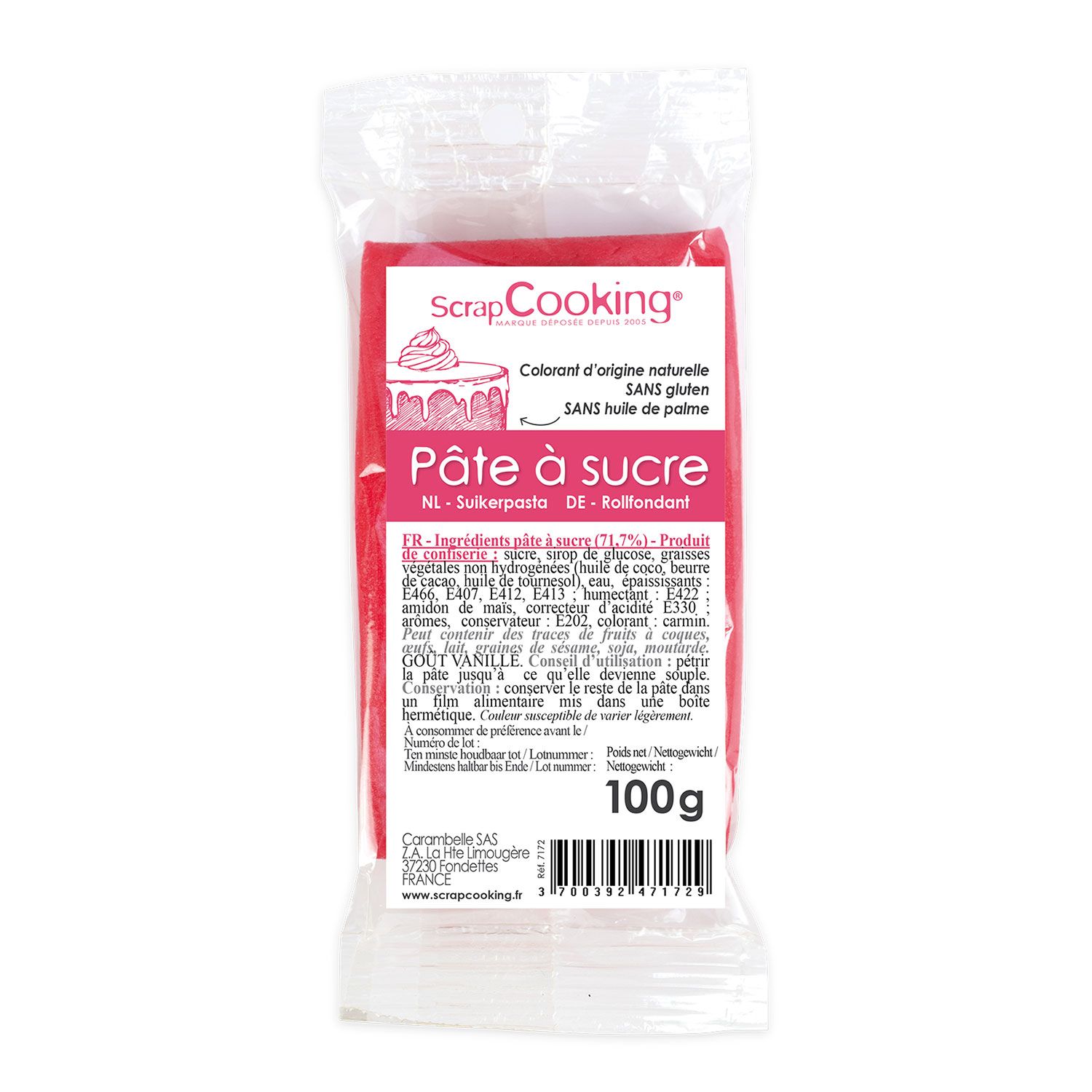 Pâte à sucre fuschia 100 g Scrapcooking - Mathon