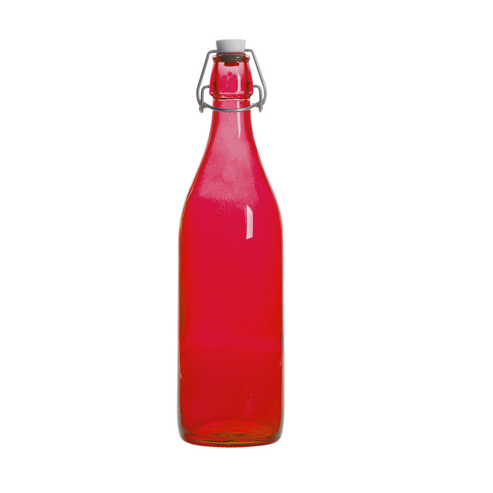 Bouteille à limonade avec son bouchon mécanique 1 l rouge Bormioli Rocco - Mathon