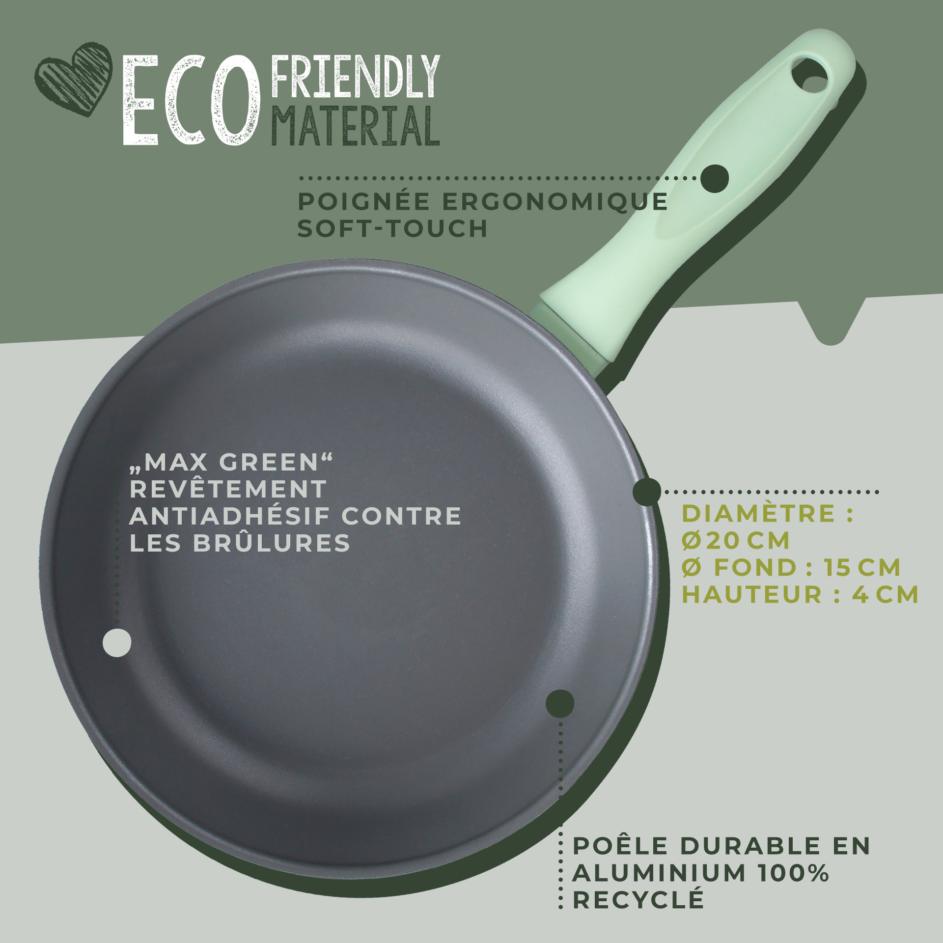 Poêle à frire 20 cm en aluminium recyclé Ecolution Fackelmann - Mathon - 2