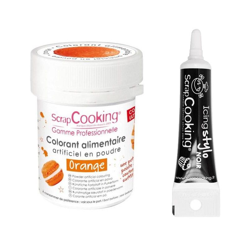 Colorant alimentaire Orange + Stylo glaçage noir Scrapcooking - Mathon
