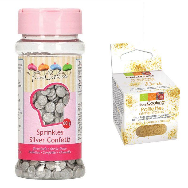 Décors sucrés confettis argentés + paillettes dorées Youdoit - Mathon