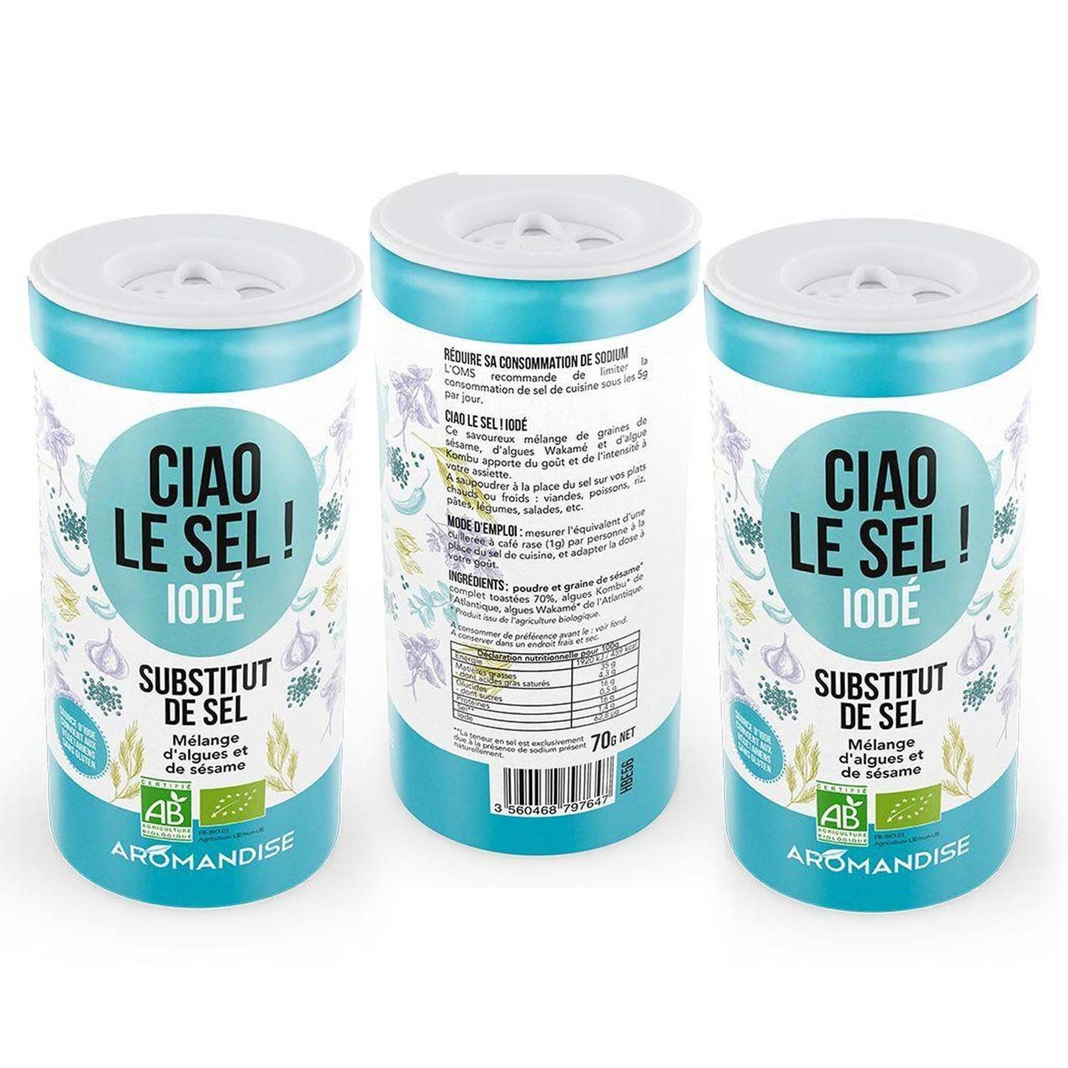 Substitut de sel iodé 210 g Aromandise - Mathon