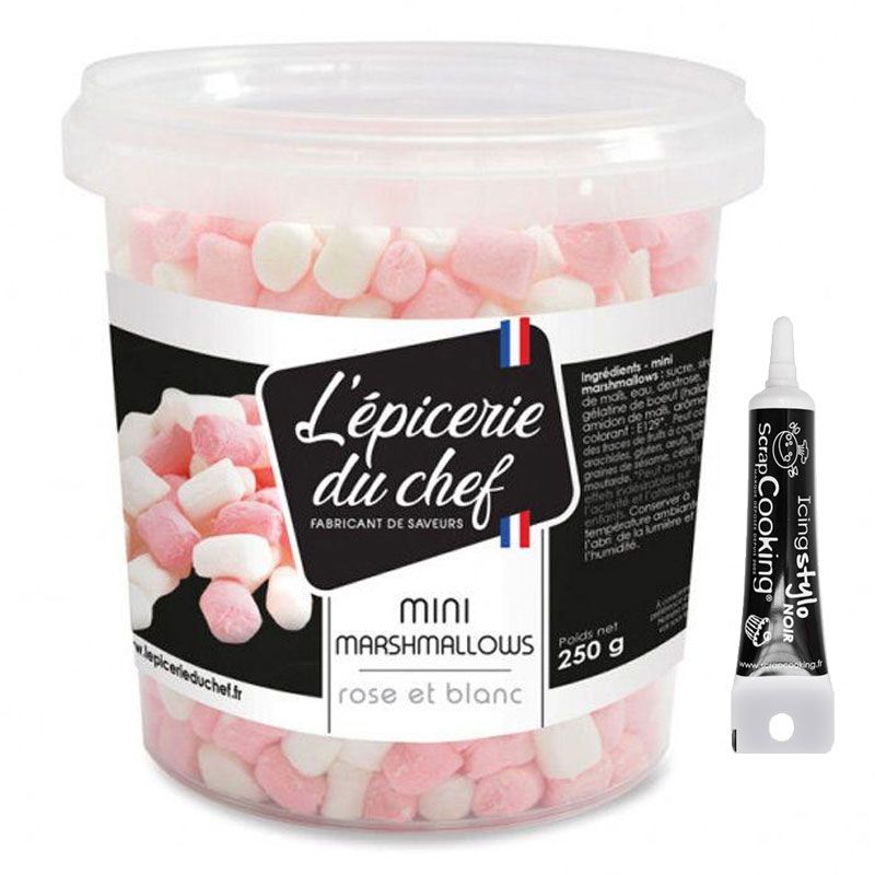 Mini marshmallows 250 g + Stylo de glaçage noir Scrapcooking - Mathon