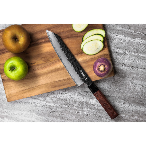 Couteau Sayuto Sequoia San Mai modèle chef 21cm brute de forge Sayuto - Mathon - 3