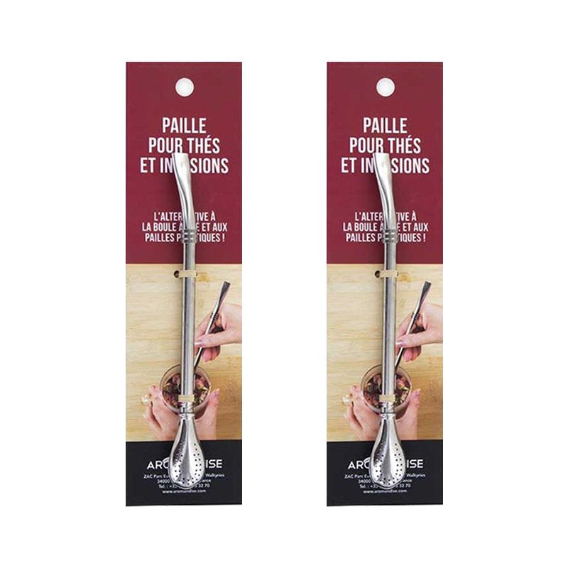 2 pailles inox avec filtre intégré pour thé et infusions Aromandise - Mathon