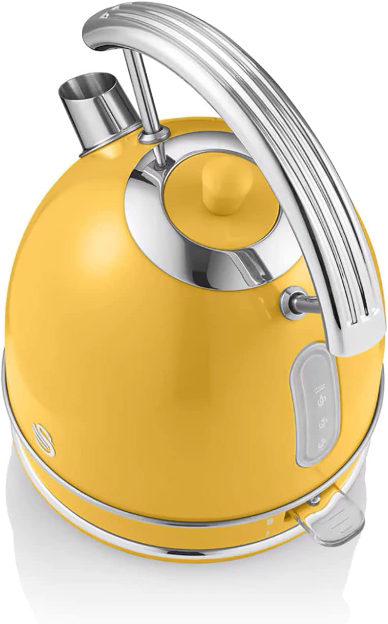Retro Bouilloire, 1,8 L, Acier Inoxydable sans BPA, Résistance Cachée, sans Fil 3000 Jaune SK14630YELNEU - Mathon - 6