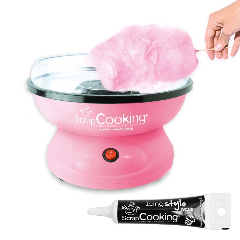 Machine à Barbe à papa + Stylo de glaçage noir Scrapcooking - Mathon