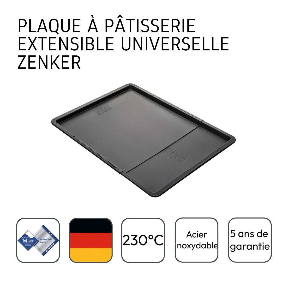 Plaque de cuisson four extensible de 37 à 52 cm Zenker Black