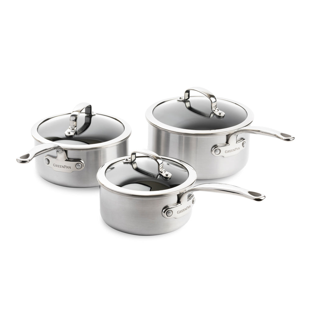 Série de 3 Casseroles Première 16 cm, 18 cm et 20 cm avec Couvercle Greenpan - Mathon - 1