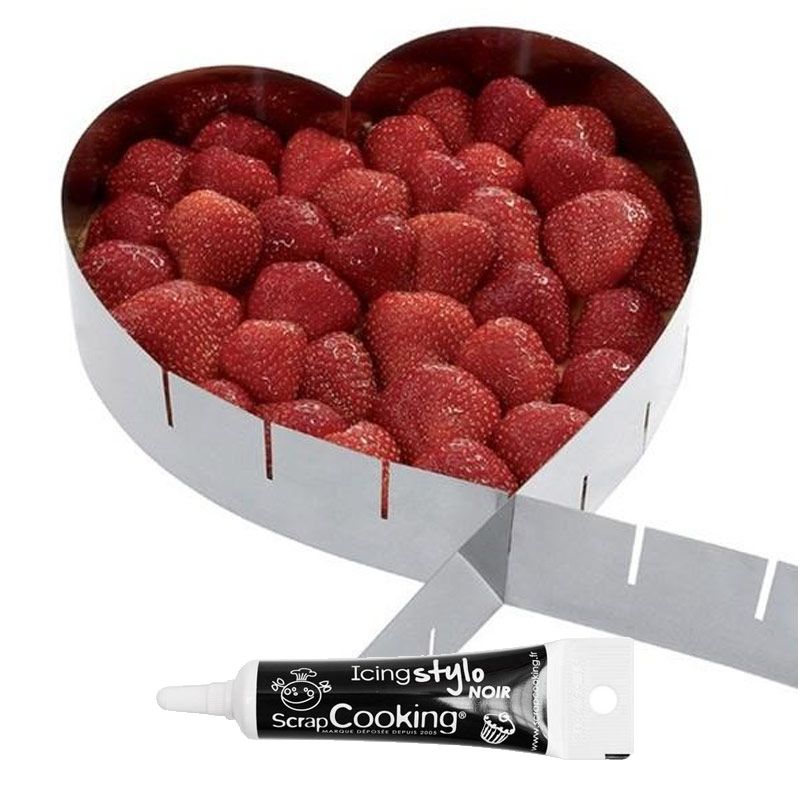 Cadre à pâtisserie extensible coeur + Stylo glaçage noir Youdoit - Mathon