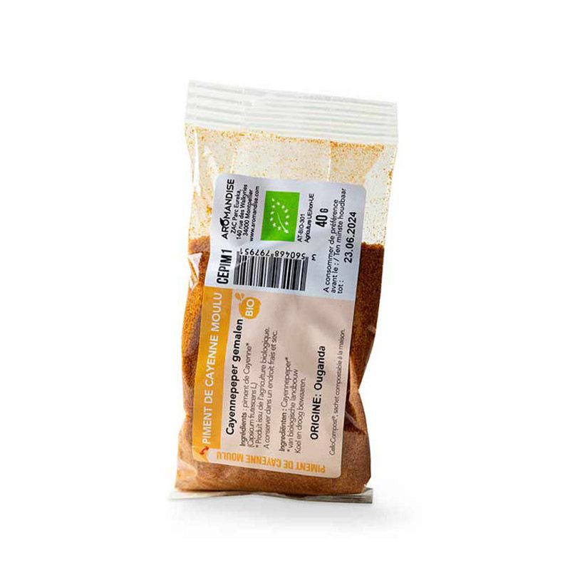 Piment cayenne moulu bio - 40 g Aromandise - Mathon