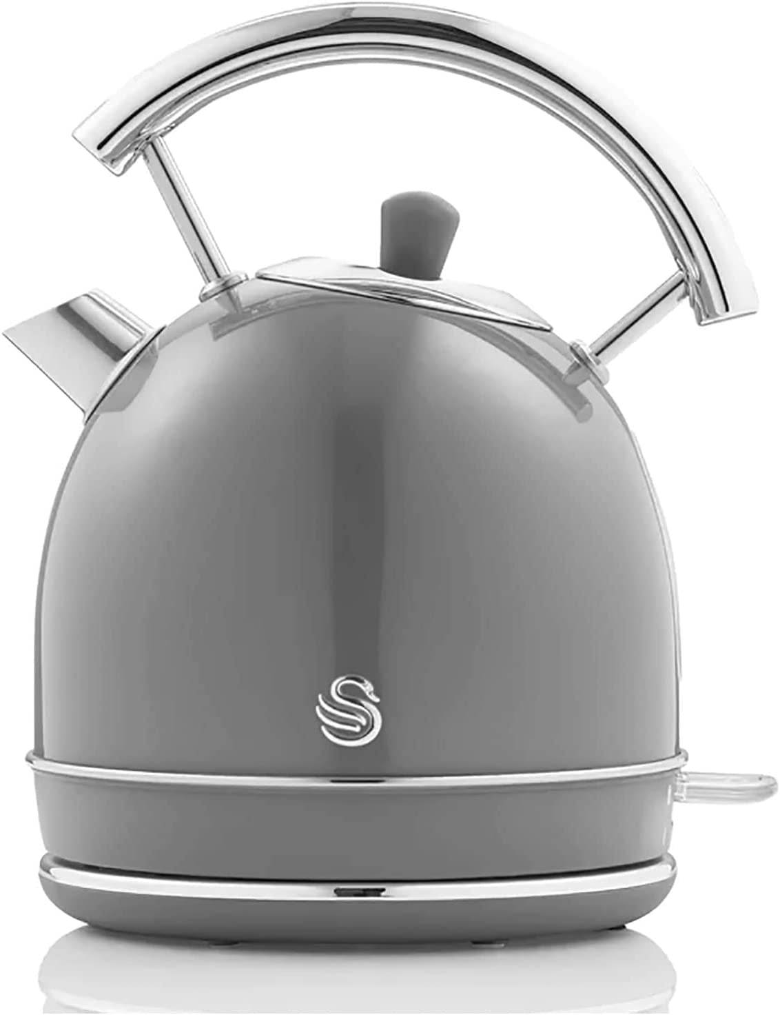 Retro Bouilloire, 1,8 L, Acier Inoxydable sans BPA, Résistance Cachée, sans Fil 3000 Gris SK14630GRNEU - Mathon - 1
