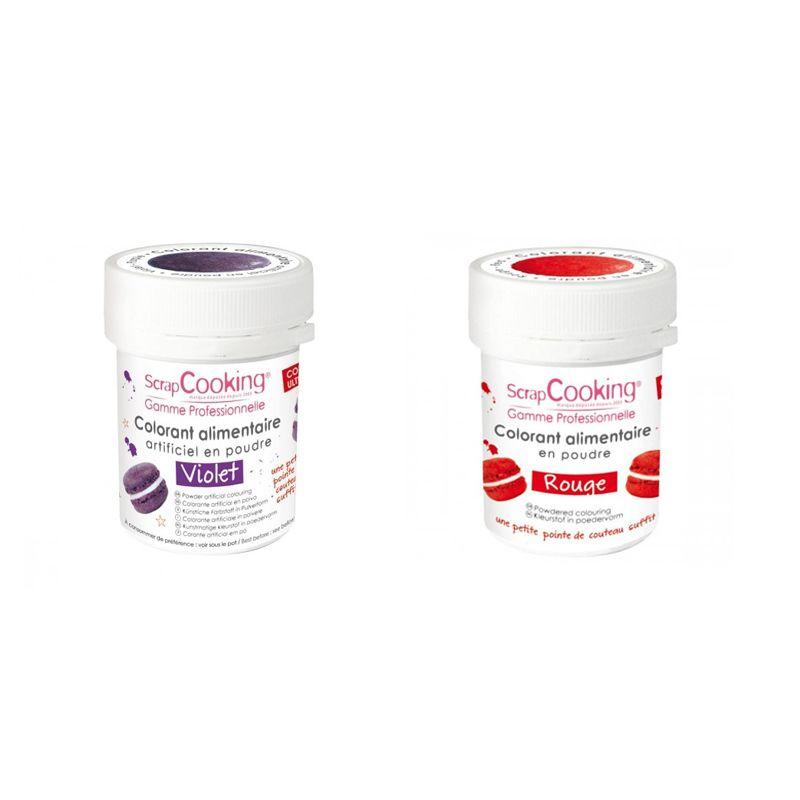 2 colorants alimentaires en poudre - rouge-violet Scrapcooking - Mathon