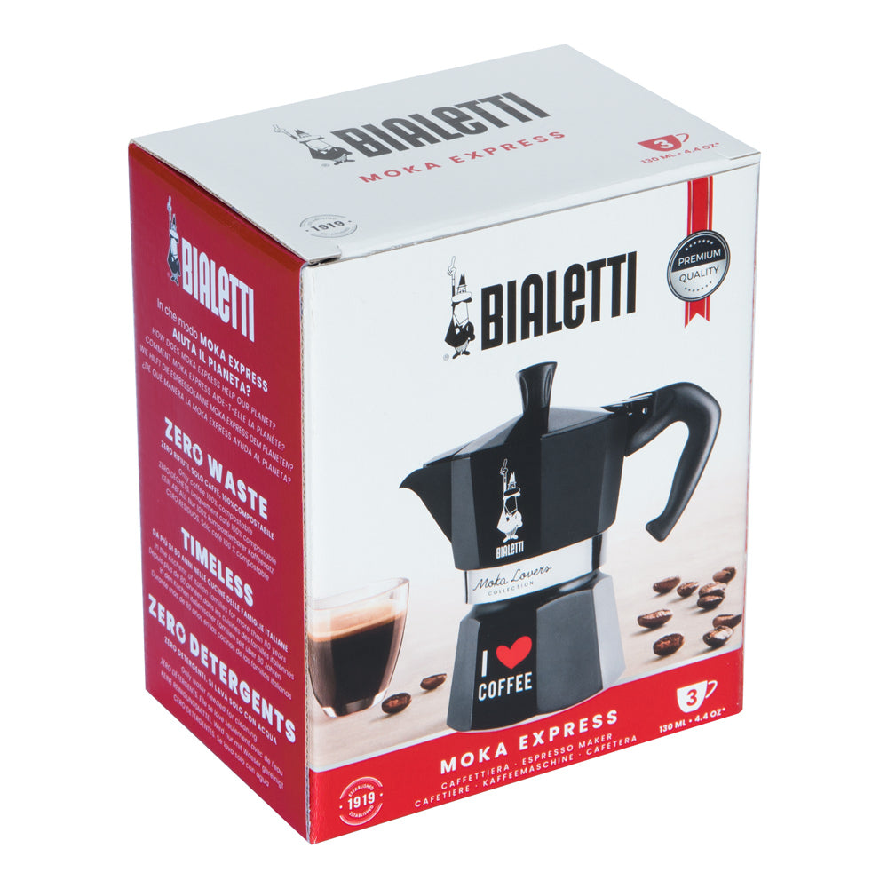Cafetière Italienne Moka Express I love coffee 3 tasses noire Bialetti - Mathon - 2