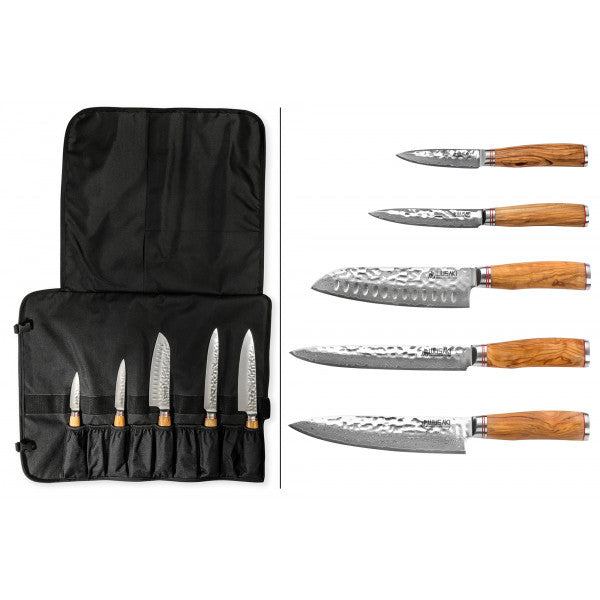 Trousse de chef 5 couteaux de cuisine Wusaki Damas VG10 Wusaki - Mathon - 1
