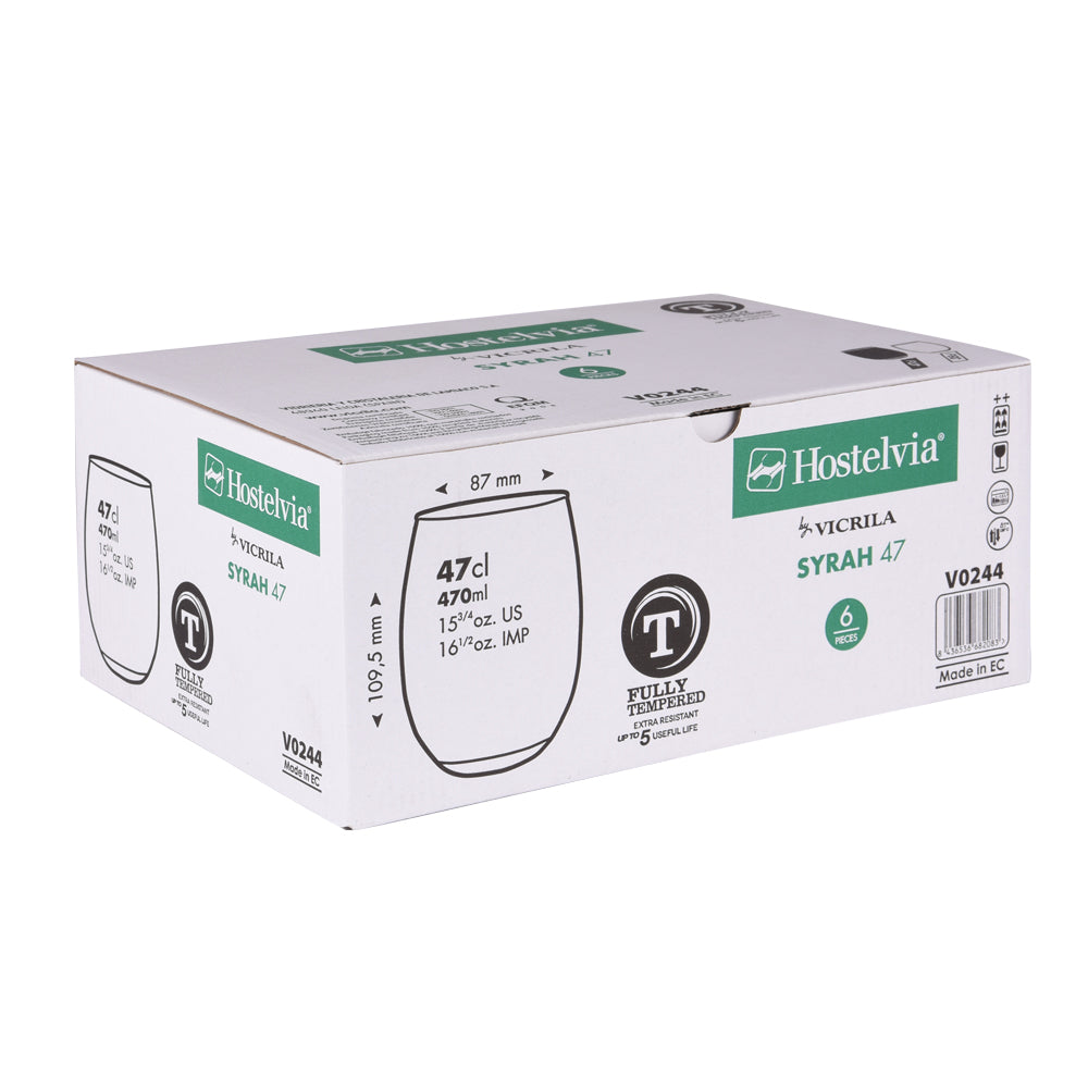 Boîte de 6 gobelets trempés Syrah 47 cl Vicrila - Mathon - 2