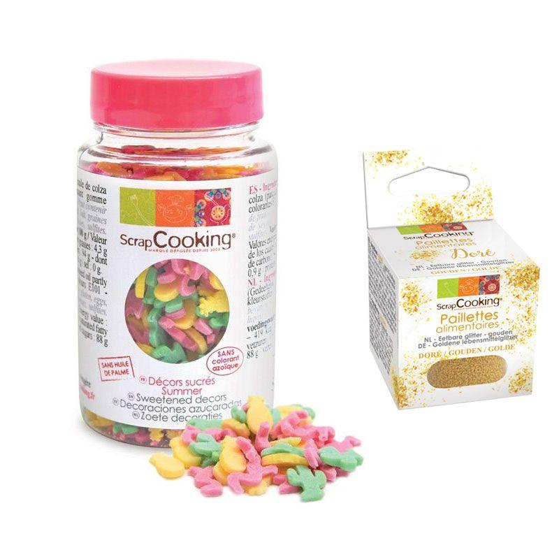 Décors sucrés Summer + paillettes dorées Scrapcooking - Mathon
