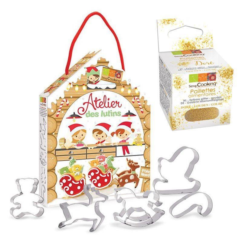 Kit pâtisserie Atelier des lutins + paillettes dorées Scrapcooking - Mathon