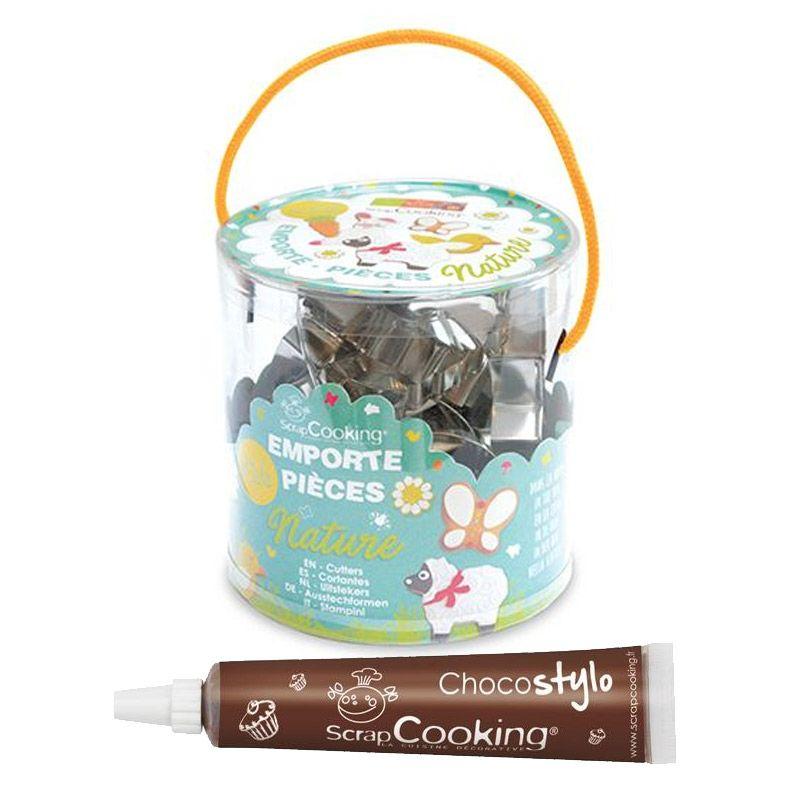 16 emporte-pièces Nature + 1 Stylo chocolat Scrapcooking - Mathon